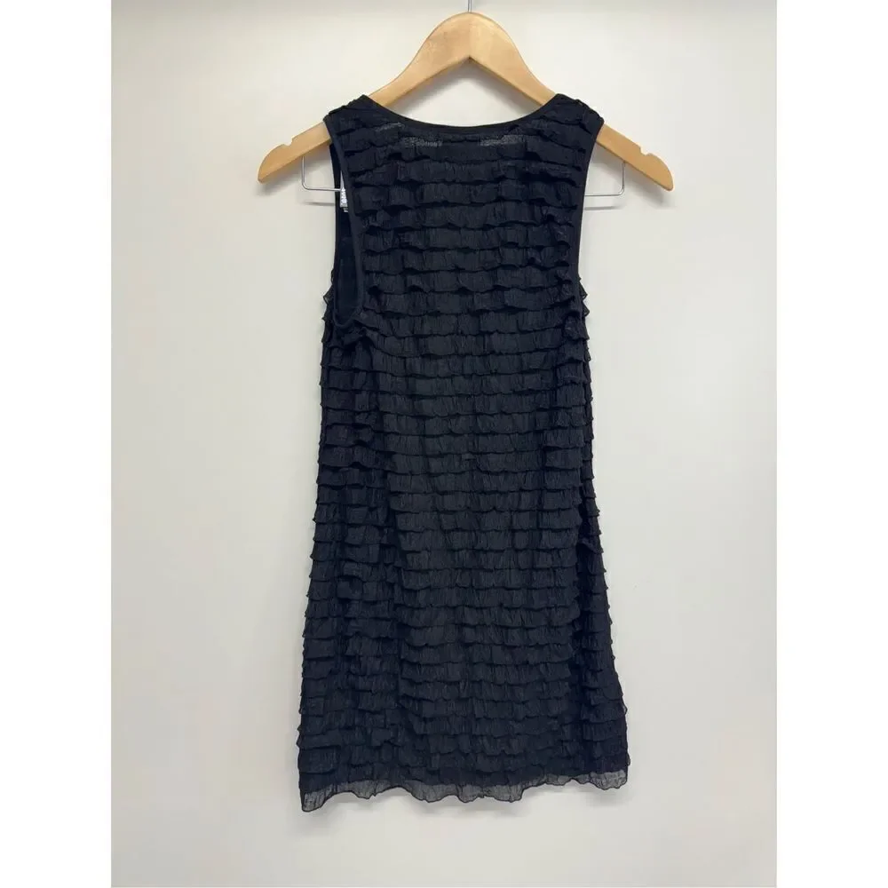 Free People Mini Dress Womens Size Extra Small Sleeveless Black Patra‎ Ruffle